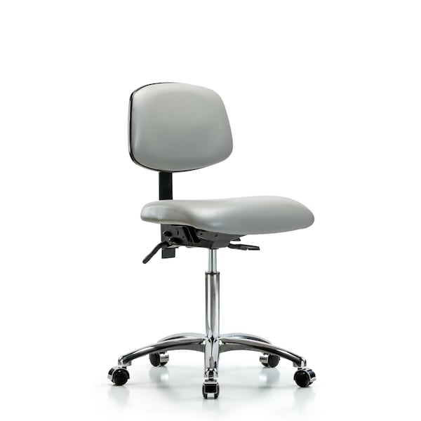Chair, Vin, Med Bench, Chr Tilt Casters, Dov, No Arms, 22" to 29" Height, Dove