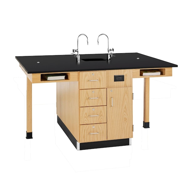Four Station Service Center, 66" W, 36" Height, Pedestal