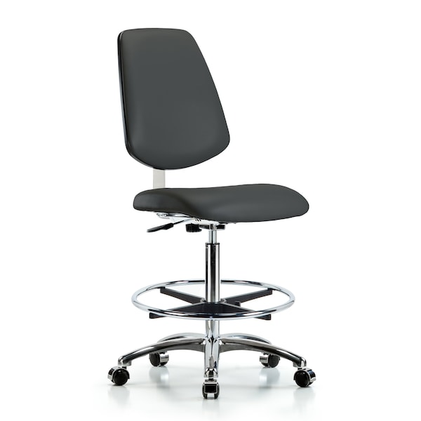 Clean Room Chair 26" to 35-1/2" Height, Vinyl, Charcoal