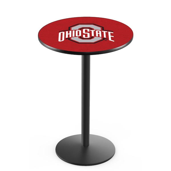 42" Blk Wrinkle Ohio State Pub Table, 36" dia. Top