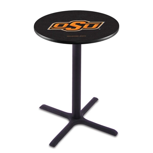42" Blk Wrinkle Oklahoma State Pub Table, 36" dia. Top