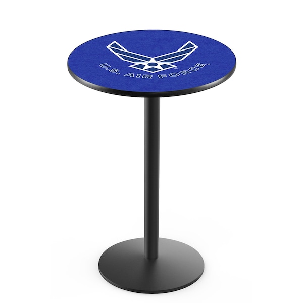 42" Blk Wrinkle U.S. Air Force Pub Table, 36" dia. Top
