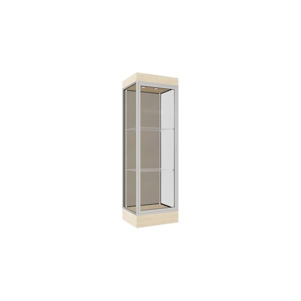 Lighted Floor Display Case 24x76x20, 6" Base, Satin