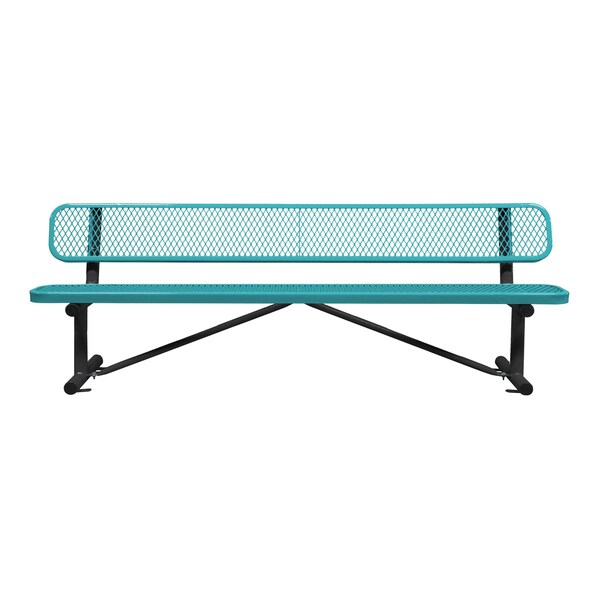 Bench/Back, Surface Mount, 8ft., Teal