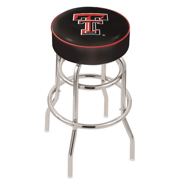 25" Texas Tech Cushion Seat, 2-Ring Chrome Swivel Bar Stool