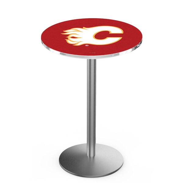 42" Stainless Steel Calgary Flames Pub Table, 36" dia. Top