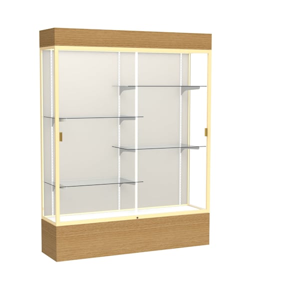 Lighted Floor Display Case 60x80x16, Plaque, Champange