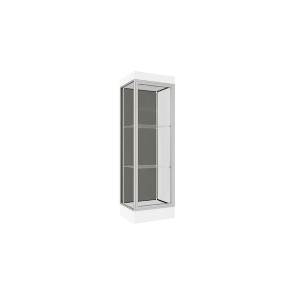 Lighted Floor Display Case 24x76x20, 6" Base, Satin