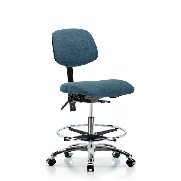 Chair, Fab, Med Bench, Chr Tilt CF Cast, Blu, No Arms, 22" to 29" Height, Blue