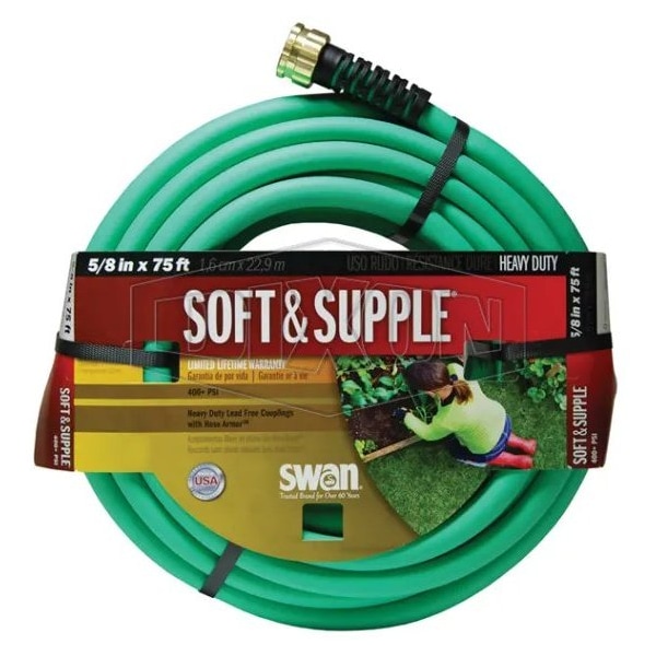 5/8 in ID x 75 ft L Garden Hose, Rubber Tube