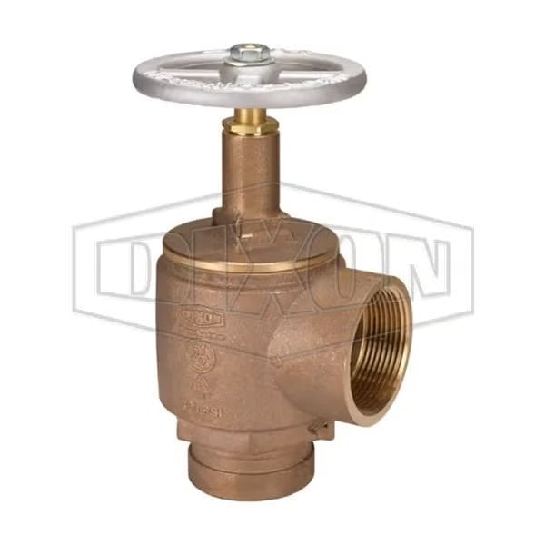 Angle Hose Valve, 2-1/2 in Nominal, Grooved x FNPT End Style, Cast Brass Body, Domestic