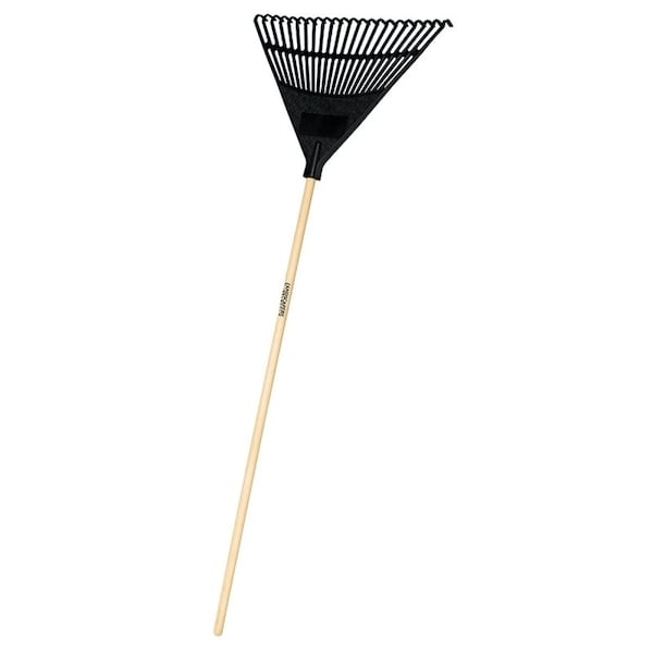 Poly Lawn and Leaf Rake, 22 Tines, 48 in L Hardwood Handle