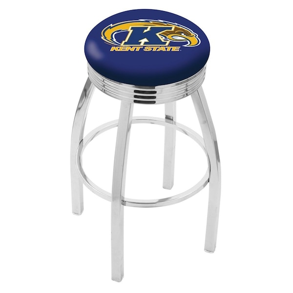 25" Chrome Kent State Swivel Bar Stool, Accent Ring