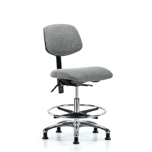 Medium Bench Chair Chair, Fab, Med Ben, Chr Tilt CF Glides, Gry, No Arms, 22" to 29" Height, Fabric