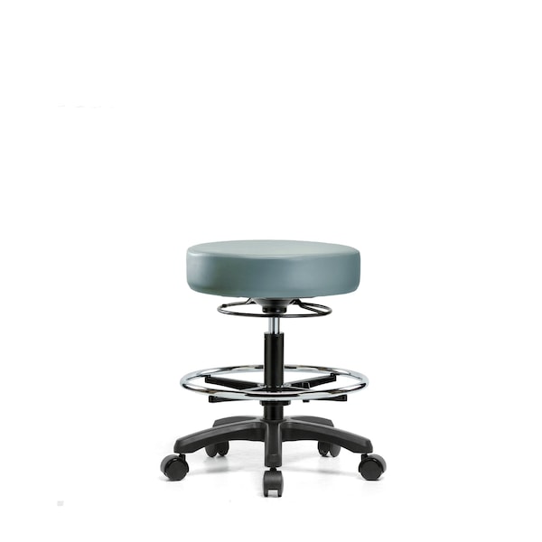 Vinyl Mini-Stool, Med Bench, CF, Casters, Storm