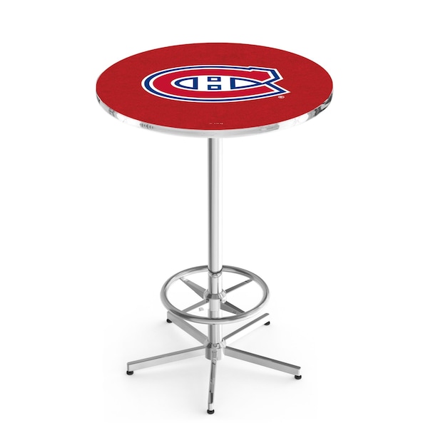 42" Chrome Montreal Canadiens Pub Table, 36" dia. Top