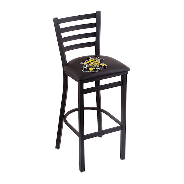 25" Blk Wrinkle Wichita State Stationary Counter Stool, Ladder Back