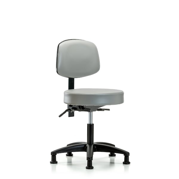 Vinyl Stool, Back, Desk, Glides, Sterling