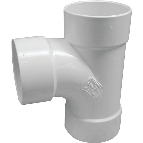 CANPLAS Sanitary Pipe Tee, 6 in, Hub, PVC, White