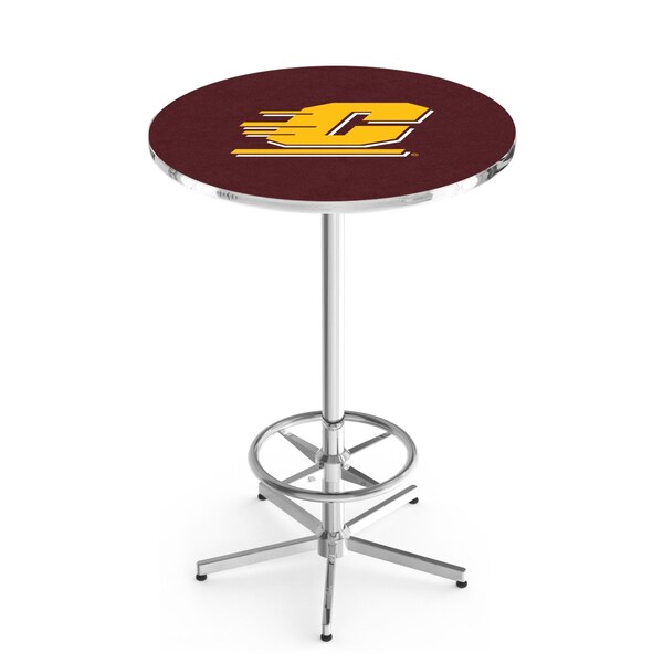 42" Chrome Central Michigan Pub Table, 36" dia. Top