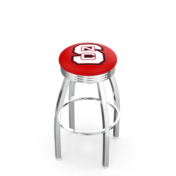25" Chrome North Carolina State Swivel Bar Stool, Accent Ring