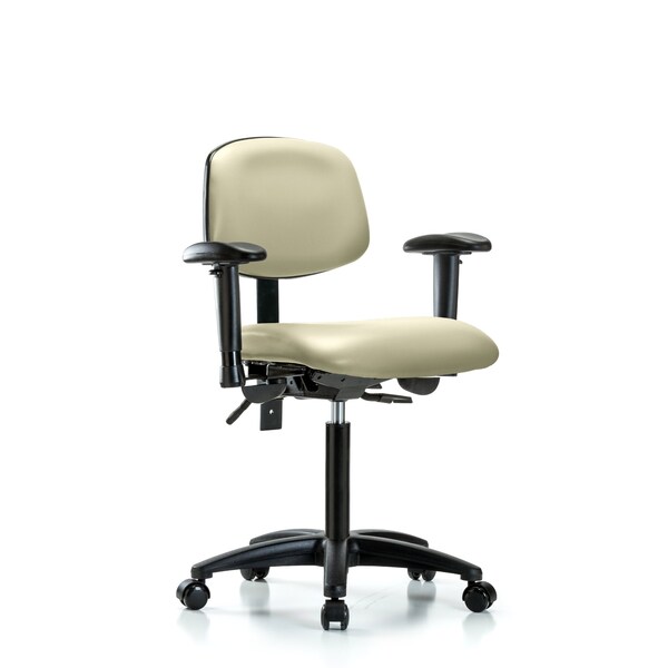 Chair, Vinyl, Med Bench, AA Casters, Wht, 6-Way Adjustable, 22" to 29" Height, Adobe White