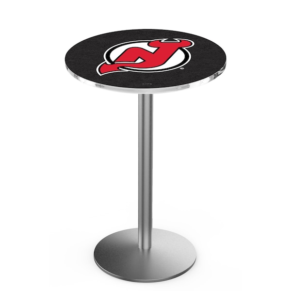 42" Stainless Steel New Jersey Devils Pub Table, 36" dia. Top