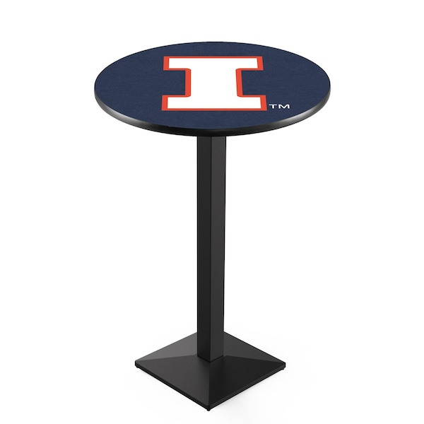 42" Blk Wrinkle Illinois Pub Table, 36" dia. Top