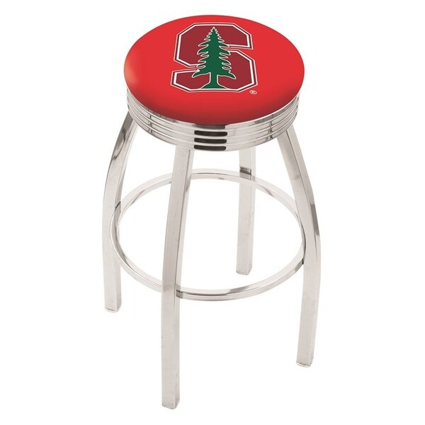 25" Chrome Stanford Swivel Bar Stool, Accent Ring