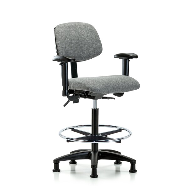 Chair, Fab, Hi Bench, Tilt AA CF Glides, Gry, 6-Way Adjustable, 26" to 35-1/2" Height, Grey