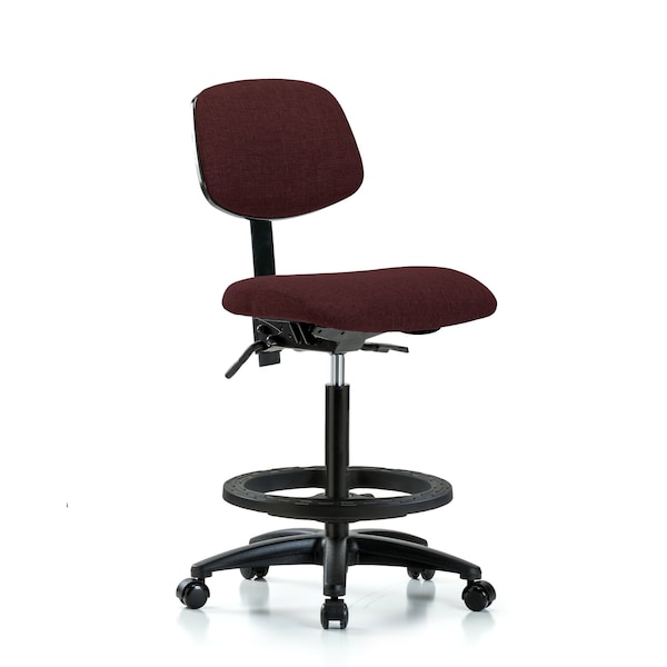 Chair, Fab, Hi Bench, Tilt BF Casters, Bur, No Arms, 26" to 35-1/2" Height, Burgundy