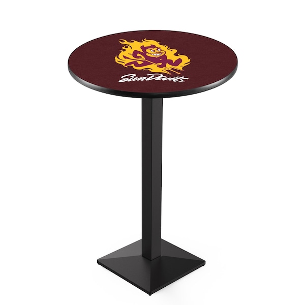 42" Blk Wrinkle Arizona State Pub Table, Sparky Logo, 36" dia. Top
