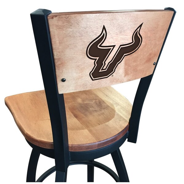 25" Blk Wrinkle South Florida Swivel Bar Stool, Laser Engraved Back
