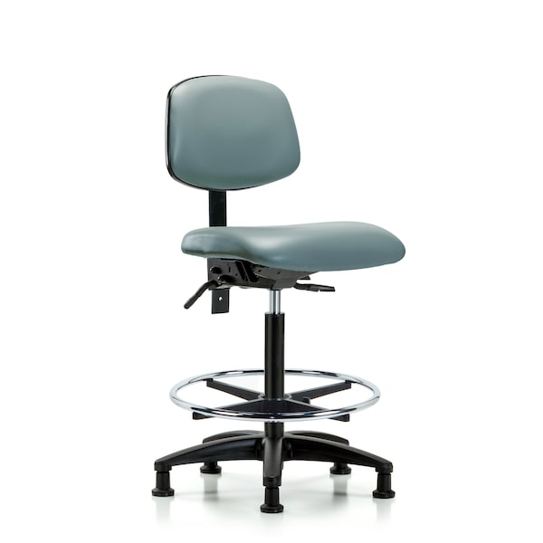 Vinyl Chair, High Bench, Tilt, Foot Ring, Glides, Storm