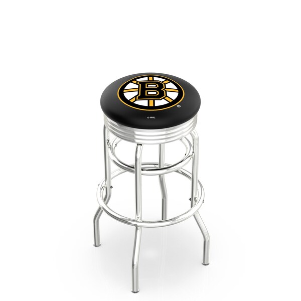 25" Chrome 2-Ring Boston Bruins Swivel Bar Stool, Accent Ring