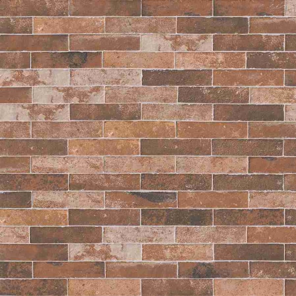 Capella Red Brick 2-1/3 In. X 10 In. Glazed Porcelain Floor And Wall Tile, 32PK