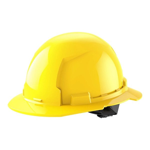 BOLT Yellow Full Brim Hard Hat w/4pt Ratcheting Suspension - Type 1, Class E