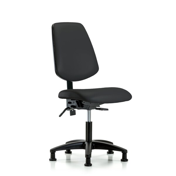 Desk Chair No Arms, 18" to 23" Height, Vinyl, Black