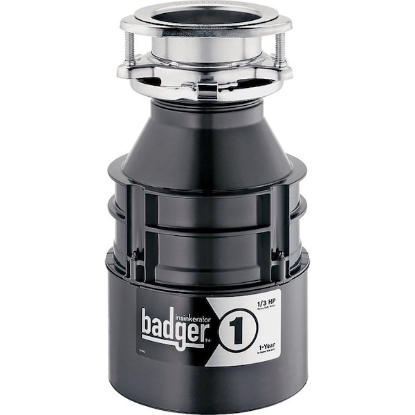 Badger 1 Series 76039H Garbage Disposal, 26 oz Grinding Chamber, 1/3 hp Motor, 120 V, Steel