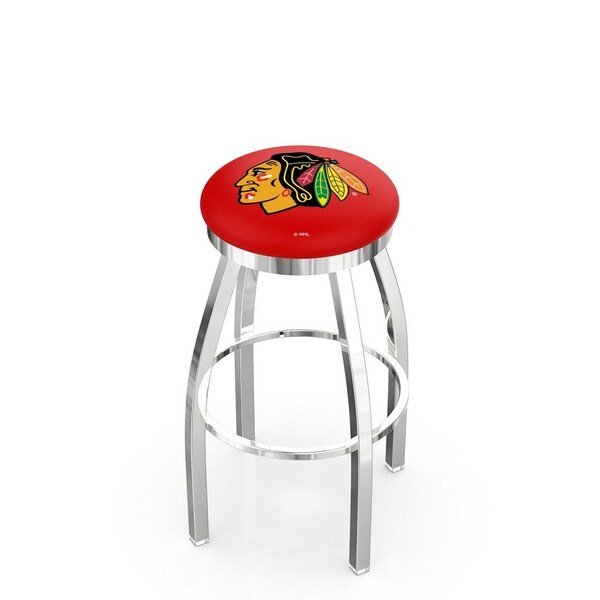 25" Chrome Chicago Blackhawks Swivel Bar Stool, Accent Ring