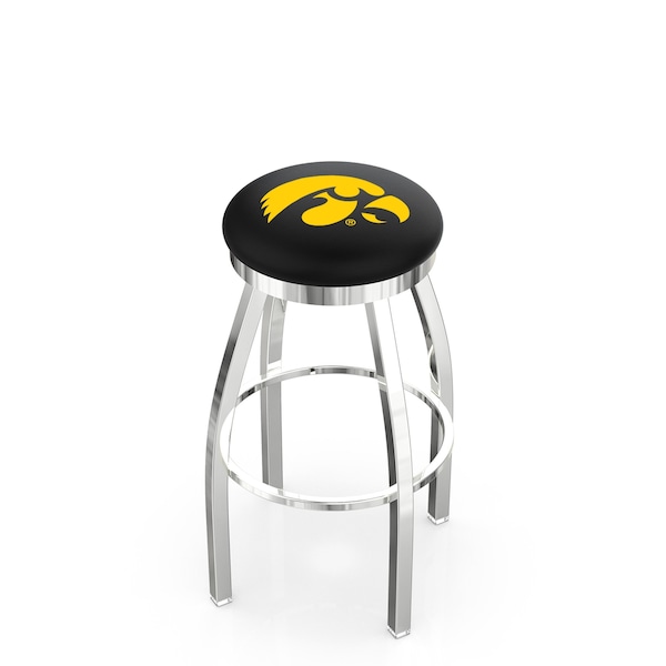 25" Chrome Iowa Swivel Bar Stool, Accent Ring