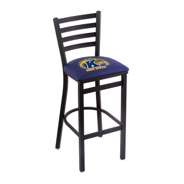 25" Blk Wrinkle Kent State Stationary Counter Stool, Ladder Back