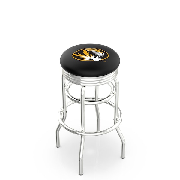 25" Chrome 2-Ring Missouri Swivel Bar Stool, Accent Ring
