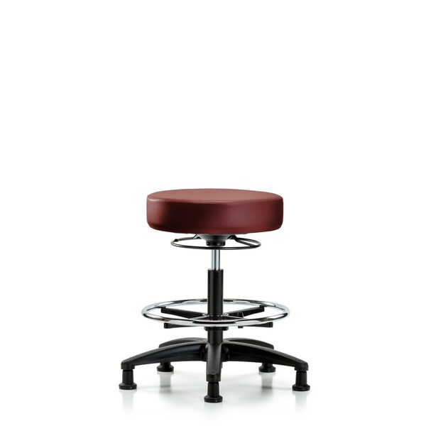 Vinyl Stool, Med Bench, Foot Ring, Glides, Taupe