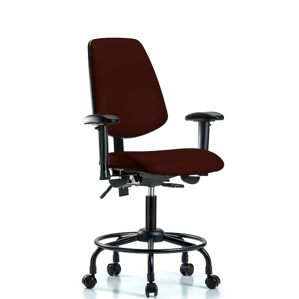 Desk Chair Adjustable Arms, 21" to 26" Height, Vinyl, Burgundy