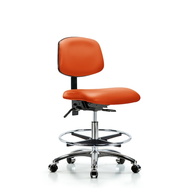 Chair, Vin, Med Bench, Chr CF Cast, Orange, No Arms, 22" to 29" Height, Orange Kist
