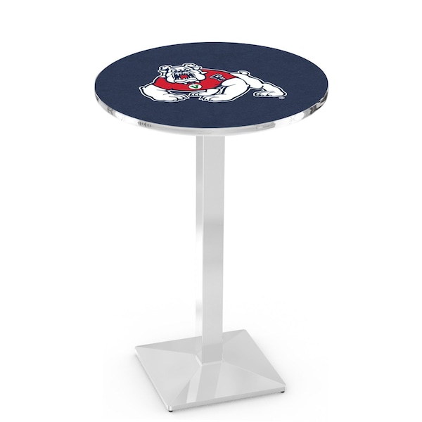 42" Chrome Fresno State Pub Table, 36" dia. Top