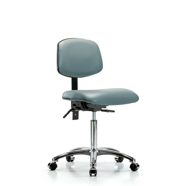 Vinyl Chair Chrome, Med Bench, Tilt, Casters, Storm