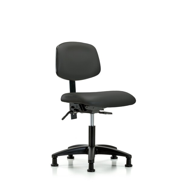 Desk Chair Desk Chair, Vinyl, Glides, Gry, No Arms, 18" to 23" Height, Vinyl, Charcoal