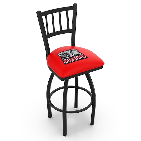 25" Blk Wrinkle Alabama Swivel Bar Stool, Jailhouse Back